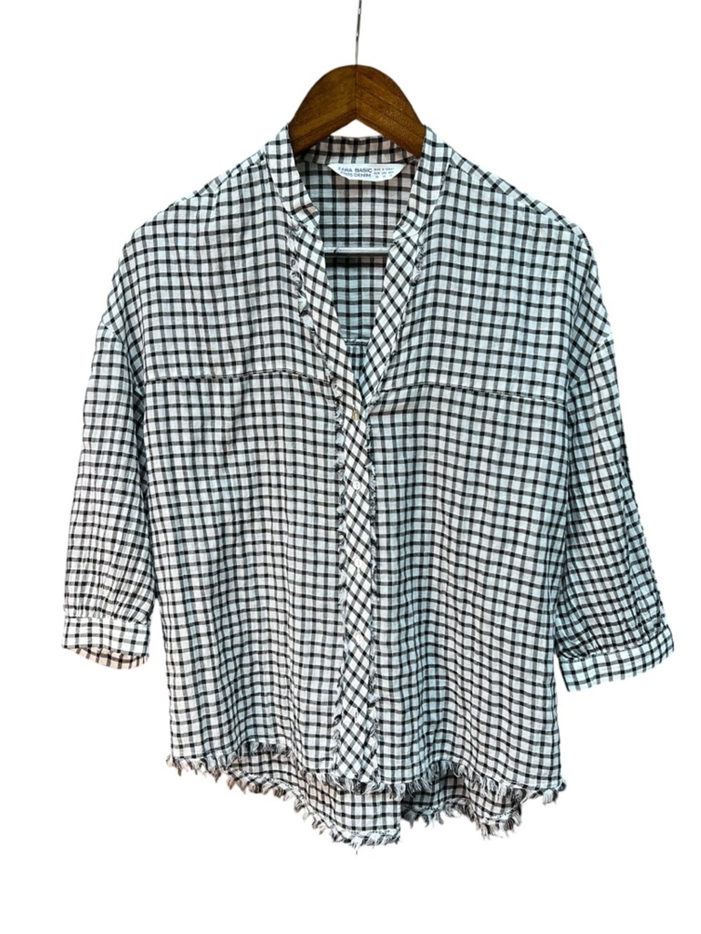 Zara Black & White Plaid Button-Front Shirt